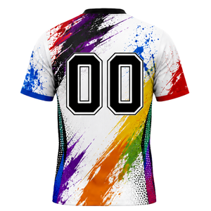 Manufacturer Custom White Colorful Pattern Sublimated Volleyball Jersey Short Sleeve Team Sports Apparel Match Game Shirt - Product Image 2