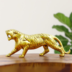 Estatua de Tigre de Latón de Primera Calidad, Hecha a Mano, Estilo Art Deco, Escultura de Animal de Metal, Adorno Decorativo para Mesa, Decoración de Interiores - Product Image 5