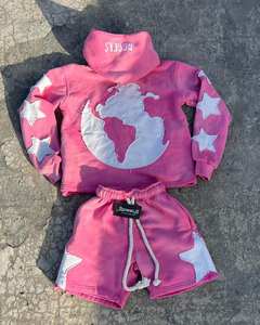 ชุดเซ็ตเสื้อฮู้ดดี้และกางเกงขาสั้นผู้ชายพิมพ์ลายตามสั่ง สำหรับฤดูใบไม้ร่วง ผลิตจากผ้าฝ้าย สีและขนาดตามสั่ง เป็นมิตรต่อสิ่งแวดล้อม - Product Image 2