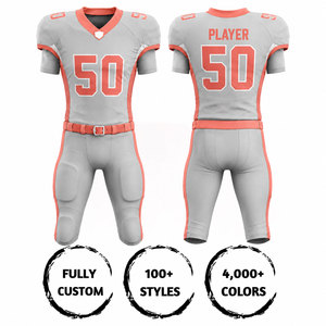 Ensemble Maillot et Pantalon de Football Américain Personnalisé par Sublimation pour Homme – Anti-humidité, Coupe Ajustée, Manches Courtes, Gris Corail - Product Image 4