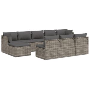 Set da 10 Set da giardino in Poly Rattan grigio con cuscini da giardino - Product Image 2