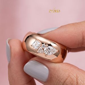 18K Gold Three Stone Moissanite Engagement <b>Ring</b> Pear Emerald Round Cut Luxury Diamond Style <b>Fine</b> Jewelry <b>Ring</b> For Women - Product Image 5