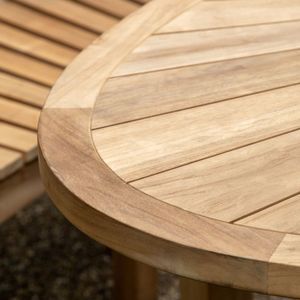 The Modern Oval <b>Dining</b> <b>Table</b> 240 Solid Teak Wood Non-<b>Foldable</b> with Lazy Susan Well Sanded Finish Outdoor Use - Product Image 3