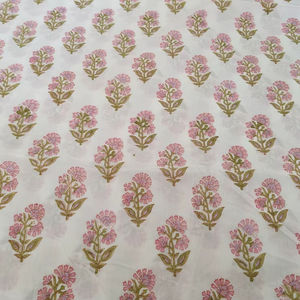 100% tela de algodón puro Rosa verde claro indio Floral estampado de bloque de mano hermosas mujeres Niños Niñas Ropa cubre camisas - Product Image 1