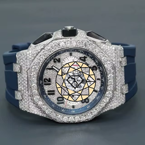 Reloj Cronógrafo Redondo de Moissanita VVS RAMDUT IMPEX con Correa Azul de Acero Inoxidable, Movimiento de Cuarzo para Hombre, de Lujo - Product Image 5