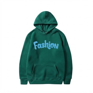 Sweat-shirt à capuche vert surdimensionné avec imprimé bleu tendance, poche avant, vêtements décontractés pour hommes, tenue d'automne - Product Image 1