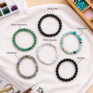 Pulseras Bohemias con Cuentas de Ágata para Mujer, Joyería Elástica, Regalo, Pieza de Moda - Product Image 2