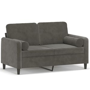 Sofá de terciopelo de 2 plazas en gris oscuro de 47.2 pulgadas con almohadas y cojines para sala de estar - Product Image 2