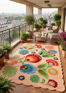 Tapis tuftés faits main sur mesure, tapis de salon avec logo, tapis palmier, tapis et carpettes tuftés de designer à motifs floraux - Product Image 4