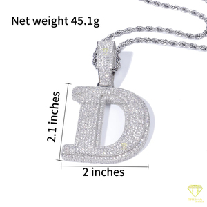 Luxury <b>Initial</b> " D " Pendant Moissanite Diamond Iced Out Cuban Link <b>Chain</b> Necklace Jewelry - Product Image 5