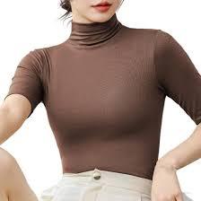 Stylishdailywear Touch Womens <b>T</b> <b>Shirt</b> Seamless Design Mock Neck Half Sleeve Sophisticated <b>Office</b> Wear - Product Image 3