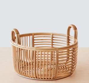 Panier à linge en rotin fait main, écologique, durable, avec poignées, forme ronde, usage polyvalent, taille personnalisée, marron naturel - Product Image 3