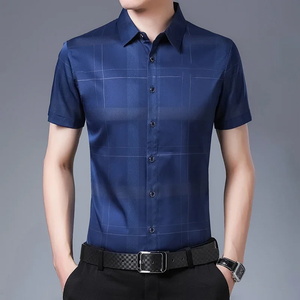New Men's Casual Printed Short Sleeved Lapel Shirt for Summer Fashion <b>Comfort</b> No Ironing Wrinkle Resistant Top - Product Image 3