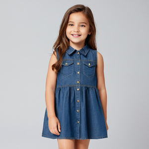 Robes en jean de qualité supérieure pour filles, col rond, manches courtes, nouveaux designs personnalisés, des centaines d'idées, approvisionnement ODM - Product Image 4