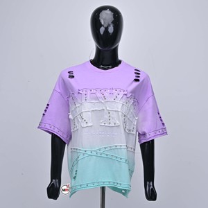 Premium Quality Custom Logo Rhinestone Print T-Shirt <b>Womens</b> <b>Sequin</b> Chenille Customized Colors Unique Embroidery Short Sleeve - Product Image 1