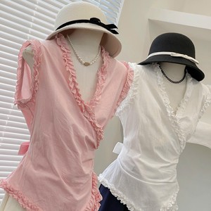 เสื้อครอปคอวีระบายแบบ OEM สำหรับผู้หญิง สวมใส่สบายๆ ในฤดูร้อน แบบสั่งทำได้ - Product Image 5