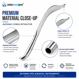 ชุดเครื่องมือผ่าตัดกระดูกและข้อ ZETOMEDPRO MA-Hip-623 Cobra Retractor แบบใช้แรงดันไฟฟ้า ผลิตจากเหล็กกล้าไร้สนิมเยอรมัน - Product Image 2