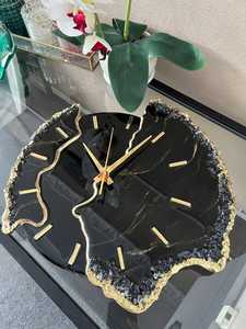 <b>Black</b> Geode Epoxy Resin <b>Wall</b> <b>Clock</b> Handmade <b>Wall</b> Decor Home Art Decor Birthday Gift Christmas Gift Gift for Her - Product Image 5