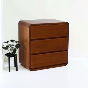 Modern Wood Bedside Table Minimalist Bedroom Nightstand Luxury Curved Design <b>Small</b> Storage Chest of <b>Drawers</b> Wholesale Cabinet - Product Image 4