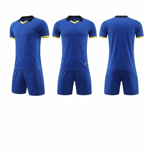 Conjunto de Uniforme de Fútbol Unisex Blanco, Azul y Negro, Manga Corta, Poliéster que Absorbe la Humedad, Uniforme de Fútbol de Verano, Talla Adulto, Personalizable - Product Image 5