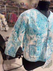 Quilted Cotton <b>Jacket</b> <b>Women</b> Floral Print Full Sleeve <b>Summer</b> Pullover Style Reversible <b>Lightweight</b> Outerwear GIFT <b>FOR</b> HER - Product Image 4