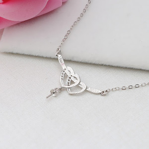 Collar con Colgante de Doble Corazón de Plata S925 para Mujer, Accesorios de Perlas DIY, Cadena de Clavícula Vacía, Soporte para Colgantes de Moda - Product Image 4