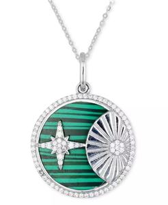 Collana pendente con stelle e dischi solari in Malachite e zirconi cubici 18 "| Macacy's - Product Image 1