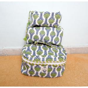 Juego de Bolsas de Algodón Ecológicas Hechas a Mano, Organizador de Viaje, Bolsa de Cosméticos, 3 Bolsas Grandes con Cierre Impermeable, Estilo Vintage, Personalizables - Product Image 3