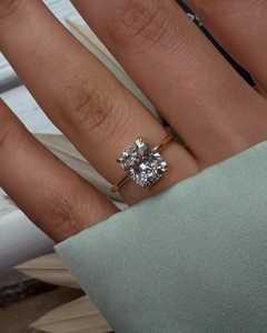 Engagement <b>Rings</b> 2.5Ct <b>Cushion</b> Cut Lab Grown Diamond 14k 18k Solid Gold Prong Set Solitaire Proposal <b>Ring</b> Statement Fine Jewelry - Product Image 1