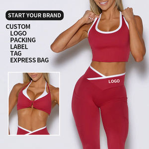 Conjunto Deportivo de 2 Piezas para Yoga y Fitness, Bra Deportivo y Leggings de Cintura Media, Diseño Sólido, Secado Rápido, Spandex y Poliéster para Entrenamiento en Gimnasio - Product Image 2