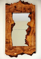 Miroir mural en bois rustique fait main LIVE EDGE STUDIO, style Art Déco, forme irrégulière, design décoratif encadré pour mariage et Diwali