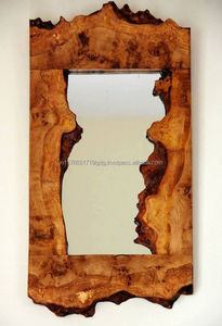 LIVE EDGE STUDIO Handmade Art Deco Rustic <b>Wooden</b> Wall <b>Mirror</b> Irregular Shape <b>Framed</b> Decorative Design for Wedding Diwali - Product Image 2