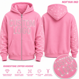 Sudadera con Capucha y Cremallera Personalizada con Pedrería 2026, Bolsillo, 100% Algodón, Unisex, Ecológica, Invierno, Casual, Transpirable, Secado Rápido - Product Image 1