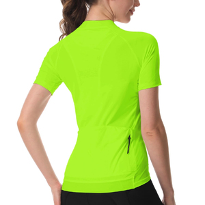 Women's <b>Neon</b> <b>Green</b> Short Sleeve Cycling Jersey Quick Dry Polyester <b>Top</b> for Adults Riding Custom Wholesale Cycling Jersey - Product Image 2