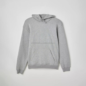 Sweat-shirt à capuche unisexe en coton 100% gris chiné, logo personnalisé, streetwear, coupe ample, épais, OEM - Product Image 2