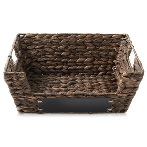 Paniers de rangement ovales en jonc de mer avec poignées en bois, bacs tissés - Product Image 2