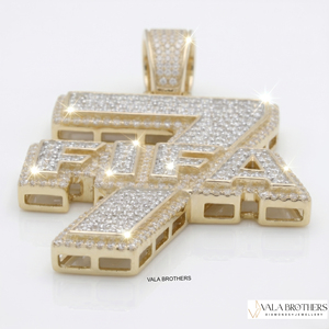 Pendentif personnalisé en moissanite, or 18 carats, pendentif <span class=keywords><strong>FIFA</strong></span> <span class=keywords><strong>7</strong></span> en moissanite, charme hip hop pour homme, pendentif hip hop en moissanite - Product Image 3
