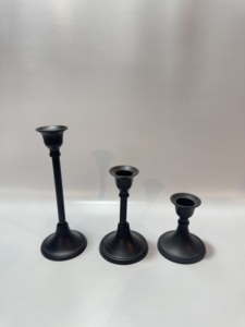 Minimalist Matte Black Aluminium Candle Holders Set 2 <b>Tall</b> <b>Thin</b> Stem Taper Candlestick Stands Modern <b>Table</b> Centerpiece Decor - Product Image 3