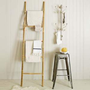 Échelle en bambou massif style Japandi, pièce décorative minimaliste, écologique, robuste, pour couvertures et serviettes. - Product Image 1