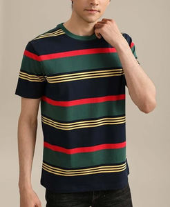 T-shirt Homme Rayé Oversize 100% Coton 240 GSM Tricoté Personnalisé avec Logo OEM Écologique Haute Qualité Coupe Boxy Épaules Tombantes - Product Image 6