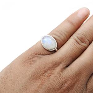 Handmade 925 Sterling Silver <b>Smart</b> <b>Ring</b> Comes With Oval Shaped Natural Rainbow Moonstone Gemstone Bezel Set Bohemian <b>Ring</b> - Product Image 5