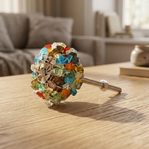 <b>Crystal</b> Beaded Traditional Cabinet <b>Knob</b> Durable Eco-Friendly Living Room Bathroom Bedroom Outdoor Furniture Handle Decorative - Product Image 1