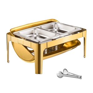 Scaldavivande rettangolare in acciaio inox da 9 litri con coperchio a rullo e controllo automatico della temperatura - Product Image 1