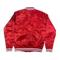 Veste Bomber en Satin Personnalisable pour Homme, Style Universitaire Brodé, Boutonnée, Color Block, pour le Sport