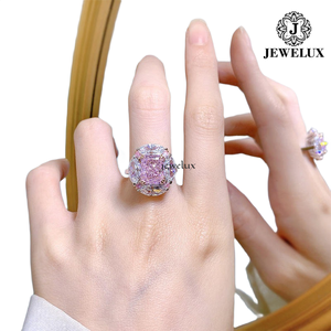 Jewelux Women's 18K Solid <b>Gold</b> Rose <b>Gold</b> Plated <b>Cocktail</b> <b>Ring</b> With Cushion Cut Morganite Prong Setting Luxury Fine Jewelry - Product Image 6