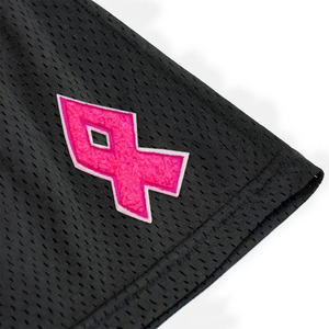 Shorts en maille noire avec logo brodé rose, shorts de sport pour hommes, shorts de basket-ball, shorts de gym, streetwear, shorts d'été athlétiques - Product Image 3