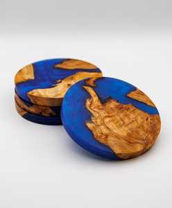 Round Wood Resin Eco-Friendly Laserable Drink Coasters 10mm Heat Resistant Reusable Insulated <b>Mats</b> for Home <b>Bar</b> Table Decor - Product Image 5