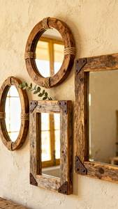 Handmade Solid <b>Wood</b> Frame Mirror Wall Mounted Decorative Wooden Mirror for Home Living Room Bedroom Hotel Decoration <b>Wood</b> Frames - Product Image 3