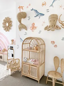 Beautiful <b>Large</b> Mermaid Tail Shaped <b>Wall</b> <b>Decor</b> Rattan Decorate Kid Nursery Room Handcrafted Woven Wicker Hanging Art - Product Image 4