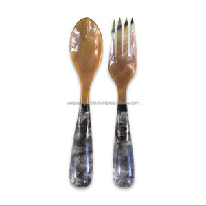 Juego de cubiertos de cuerno de cuchara orgánica para comedor Juego de cuchillo y cuchara de tenedor de cuerno de calidad superior para comidas elegantes - Product Image 6